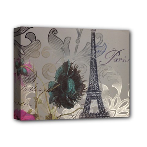 Floral Vintage Paris Eiffel Tower Art Deluxe Canvas 14  X 11  (framed) by chicelegantboutique