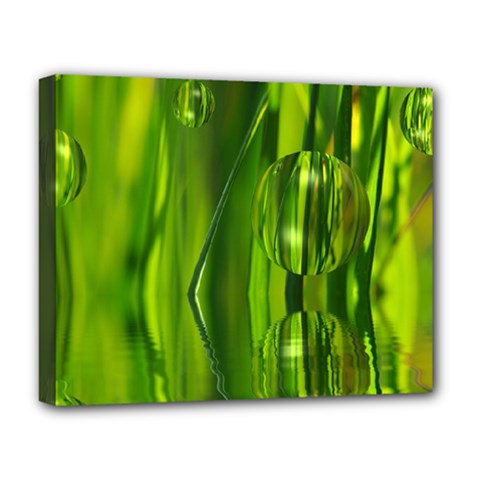 Green Bubbles  Deluxe Canvas 20  X 16  (framed) by Siebenhuehner