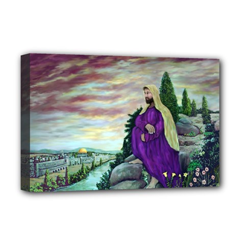 Jesus Overlooking Jerusalem - Ave Hurley - Artrave - Deluxe Canvas 18  X 12  (framed) by ArtRave2