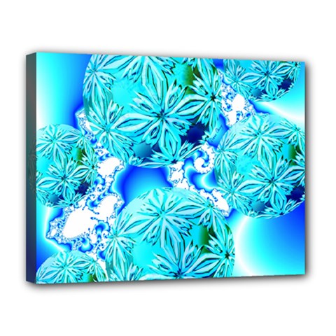 Blue Ice Crystals, Abstract Aqua Azure Cyan Canvas 14  X 11  (stretched) by DianeClancy