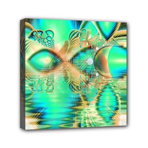 Golden Teal Peacock, Abstract Copper Crystal Mini Canvas 6  X 6  (framed) by DianeClancy