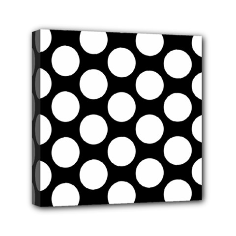 Black And White Polkadot Mini Canvas 6  X 6  (framed) by Zandiepants