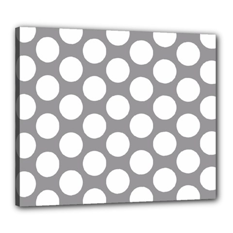 Grey Polkadot Canvas 24  X 20  (framed) by Zandiepants