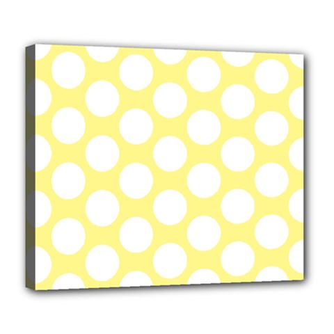 Yellow Polkadot Deluxe Canvas 24  X 20  (framed) by Zandiepants