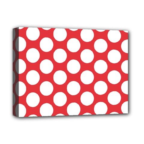 Red Polkadot Deluxe Canvas 16  X 12  (framed)  by Zandiepants