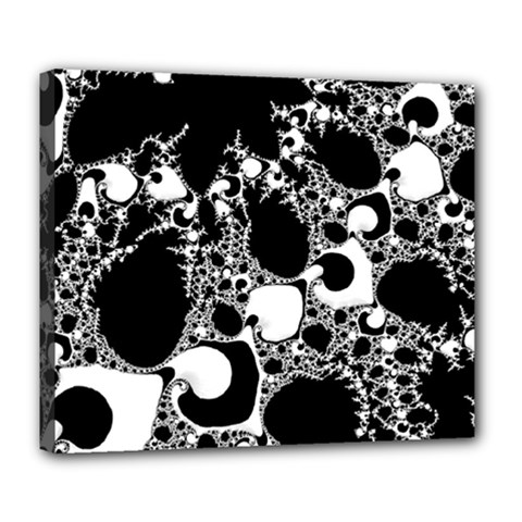 Special Fractal 04 B&w Deluxe Canvas 24  X 20  (framed) by ImpressiveMoments