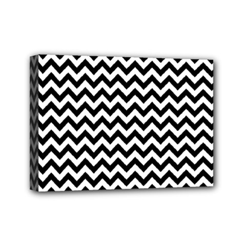 Black And White Zigzag Mini Canvas 7  X 5  (framed) by Zandiepants