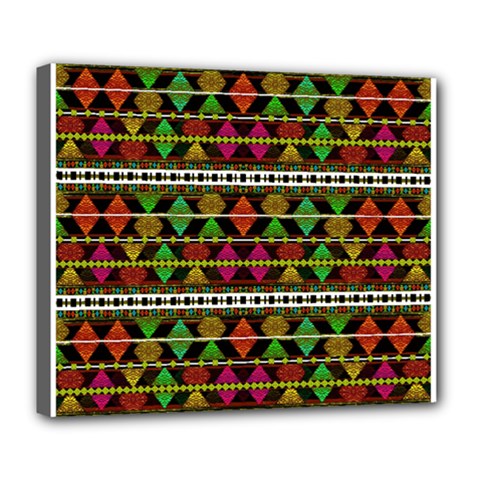 Aztec Style Pattern Deluxe Canvas 24  X 20  (framed) by dflcprints