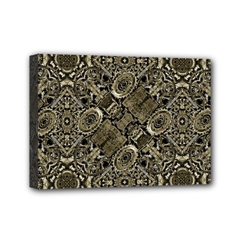 Steam Punk Pattern Print Mini Canvas 7  X 5  (framed) by dflcprints