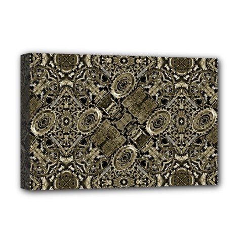 Steam Punk Pattern Print Deluxe Canvas 18  X 12  (framed) by dflcprints