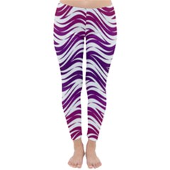 Purple Waves Pattern Winter Leggings  by LalyLauraFLM