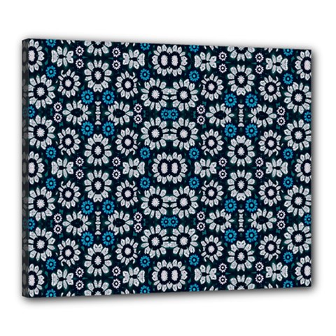Floral Print Seamless Pattern In Cold Tones  Canvas 24  X 20  (framed) by dflcprints
