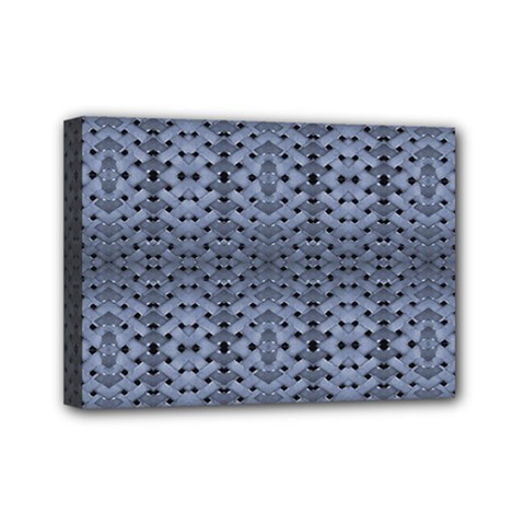 Futuristic Geometric Pattern Design Print In Blue Tones Mini Canvas 7  X 5  (framed) by dflcprints