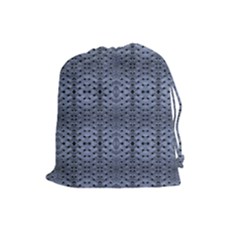 Futuristic Geometric Pattern Design Print In Blue Tones Drawstring Pouch (large) by dflcprints