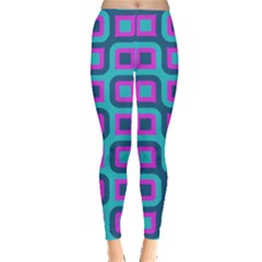Blue Purple Squares Pattern Leggings  by LalyLauraFLM
