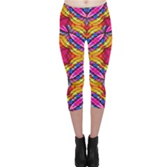 Multicolored Abstract Print Capri Leggings  by dflcprintsclothing