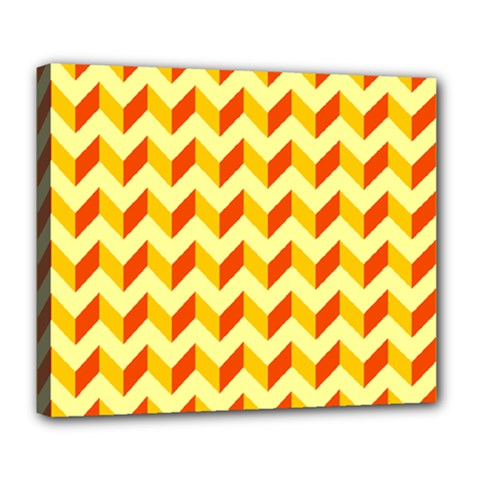Modern Retro Chevron Patchwork Pattern  Deluxe Canvas 24  X 20  (framed) by GardenOfOphir