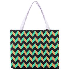 Neon And Black Modern Retro Chevron Patchwork Pattern Tiny Tote Bag by GardenOfOphir