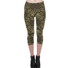 Celtic Golden Arabesque Print Capri Leggings  by dflcprintsclothing