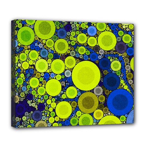 Polka Dot Retro Pattern Deluxe Canvas 24  X 20  (framed) by OCDesignss