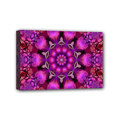 Pink Fractal Kaleidoscope  Mini Canvas 6  X 4  (framed) by KirstenStar