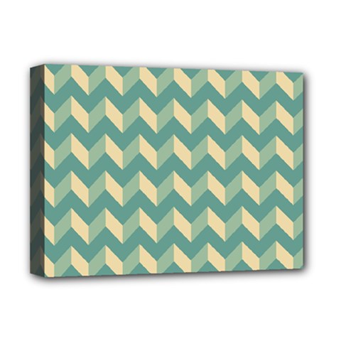 Modern Retro Chevron Patchwork Pattern Deluxe Canvas 16  X 12   by GardenOfOphir