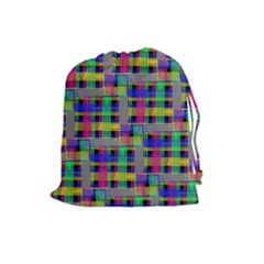 Doodle Pattern Freedom Black Drawstring Pouches (large)  by ImpressiveMoments