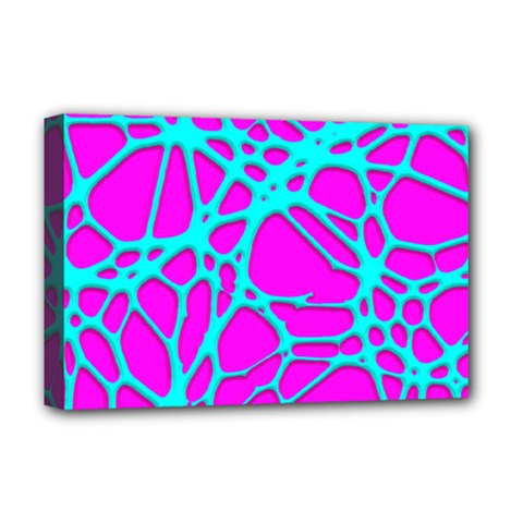 Hot Web Turqoise Pink Deluxe Canvas 18  X 12   by ImpressiveMoments