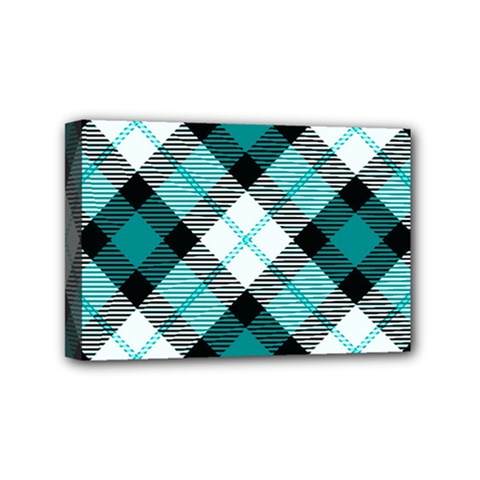 Smart Plaid Teal Mini Canvas 6  X 4 