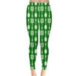 Green And White Kitchen Utensils Pattern Women s Leggings