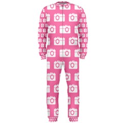 Pink Modern Chic Vector Camera Illustration Pattern Onepiece Jumpsuit (men)  by GardenOfOphir