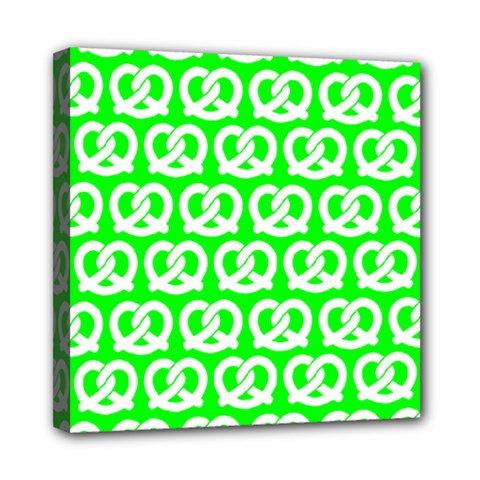 Neon Green Pretzel Illustrations Pattern Mini Canvas 8  X 8  by GardenOfOphir