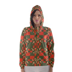 Green Orange Shapes Hooded Wind Breaker (women) by LalyLauraFLM