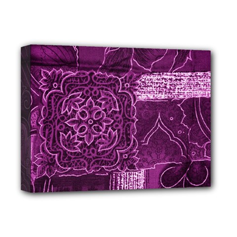 Magenta Patchwork Deluxe Canvas 16  X 12   by trendistuff