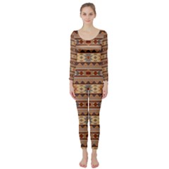 Southwest Design Tan And Rust Long Sleeve Catsuit by SouthwestDesigns