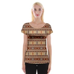 Southwest Design Tan And Rust Women s Cap Sleeve Top by SouthwestDesigns