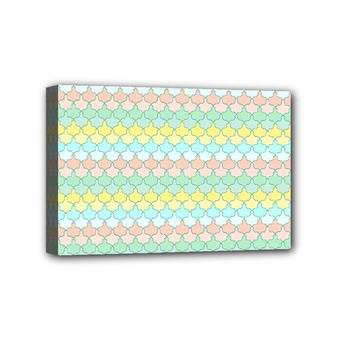 Scallop Repeat Pattern In Miami Pastel Aqua, Pink, Mint And Lemon Mini Canvas 6  X 4  by PaperandFrill