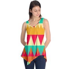 Triangles And Other Retro Colors Shapes Sleeveless Tunic by LalyLauraFLM