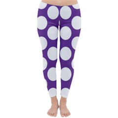 Purple Polkadot Winter Leggings  by Zandiepants