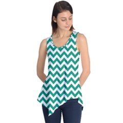 Emerald Green And White Zigzag Sleeveless Tunic by Zandiepants