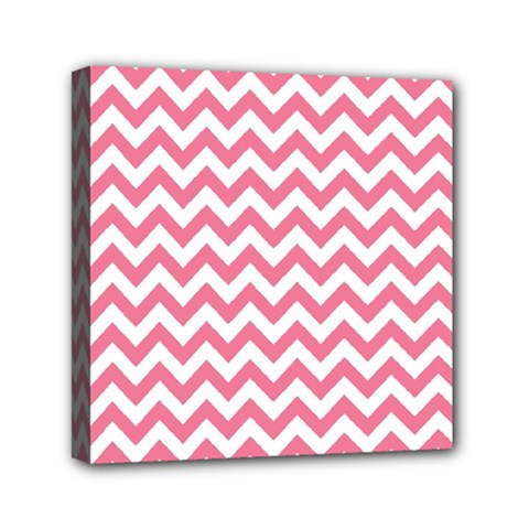 Pink And White Zigzag Mini Canvas 6  X 6  by Zandiepants