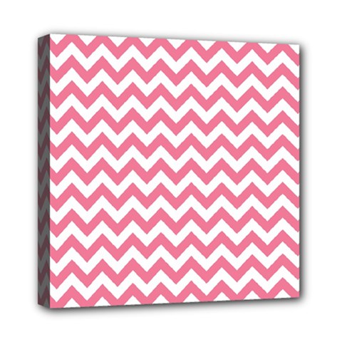 Pink And White Zigzag Mini Canvas 8  X 8  by Zandiepants