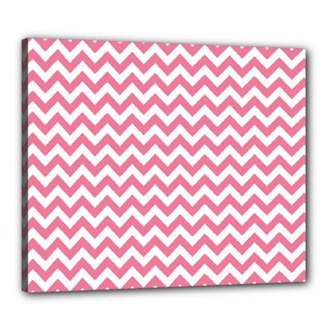 Pink And White Zigzag Canvas 24  X 20  by Zandiepants