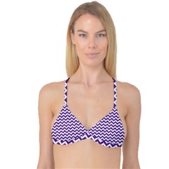 Purple And White Zigzag Pattern Reversible Tri Bikini Top by Zandiepants