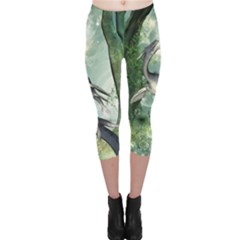 Awesome Seadraon In A Fantasy World With Bubbles Capri Leggings  by FantasyWorld7