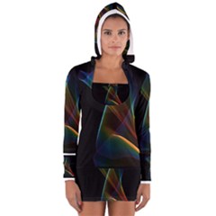 Abstract Rainbow Lily, Colorful Mystical Flower  Women s Long Sleeve Hooded T-shirt by DianeClancy