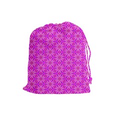 Pink Snowflakes Spinning In Winter Drawstring Pouches (large)  by DianeClancy