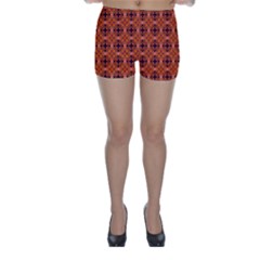 Peach Purple Abstract Moroccan Lattice Quilt Skinny Shorts by DianeClancy