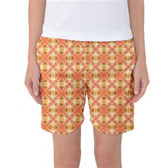Peach Pineapple Abstract Circles Arches Women s Basketball Shorts by DianeClancy