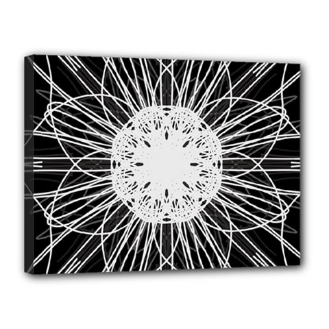 Black And White Flower Mandala Art Kaleidoscope Canvas 16  X 12  by yoursparklingshop